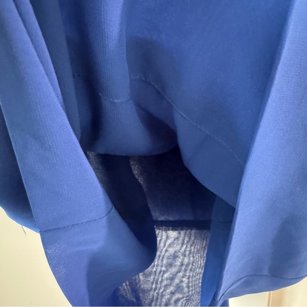 NWT Max Studio Blouse Cobalt Blue Size XS Tiers Jewel Tone Sheer Office Casual - Picture 5 of 11